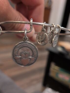 Alex and Ani Silver Claddagh Charm Bangle Bracelet